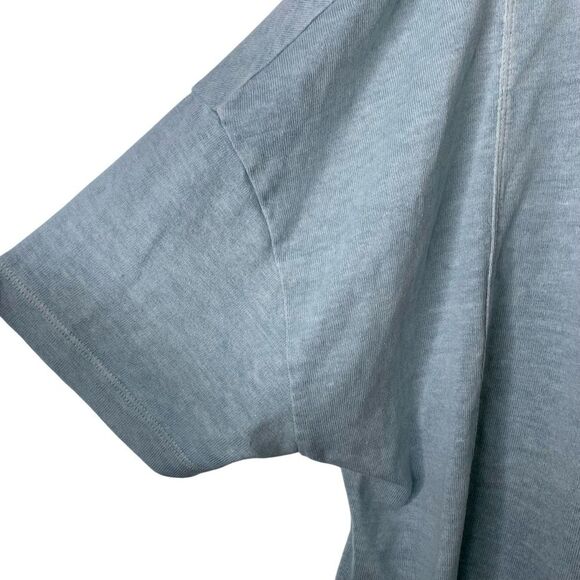 Poetry Hemp Organic Cotton Button-Up Cardigan Short Sleeve Pockets Blue Size 14 - Picture 6 of 10